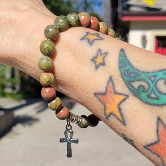 Unakite Jasper Charm Bracelet - Picture 2 of 3